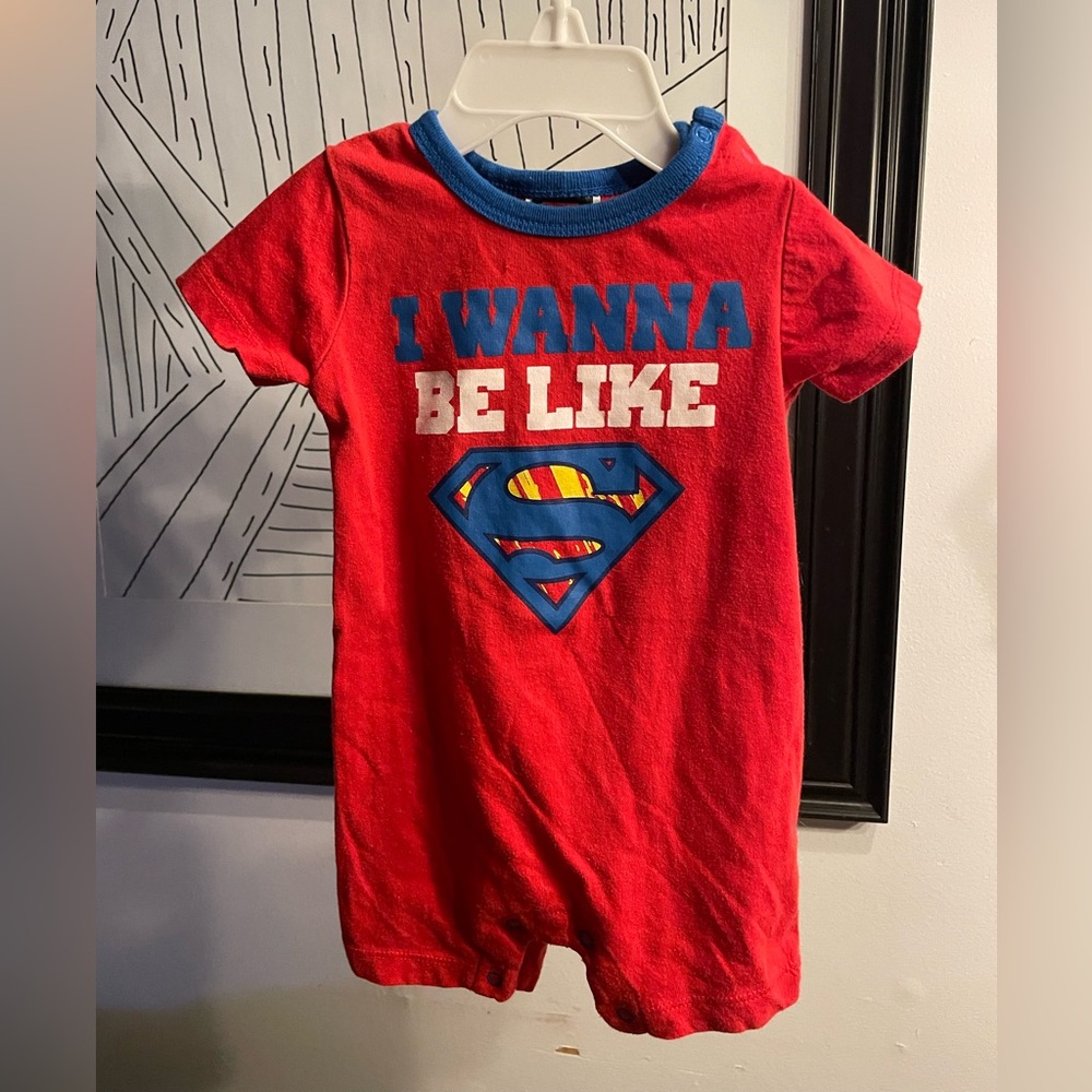3/$12 DC Comics Red Superman Kids Bodysuit